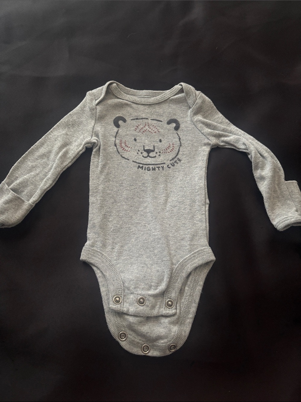 Mighty Cute Gray Long-Sleeve Baby One-Piece